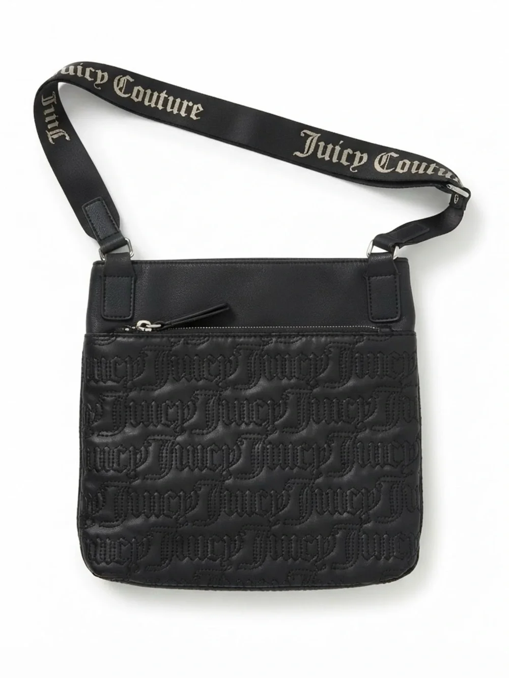 Juicy Couture Embossed Logo Black Crossbody Purse Shoulder Bag